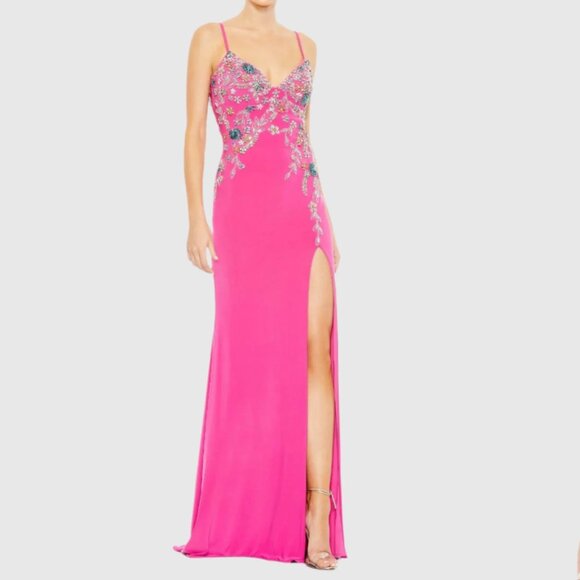 Mac DuggalMulti Color Beaded Floral Cami Gown Color: Candy Pink Size 6 NWT